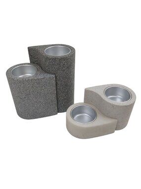 PartyLite Stone Puzzle Granite Stone Effect Tealight Candle Holders Set of 4